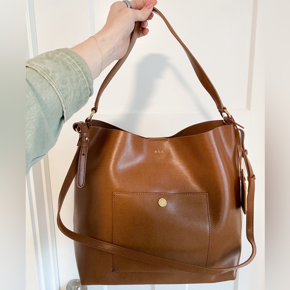 Lauren Ralph Lauren Cowhide Leather Tote Bag